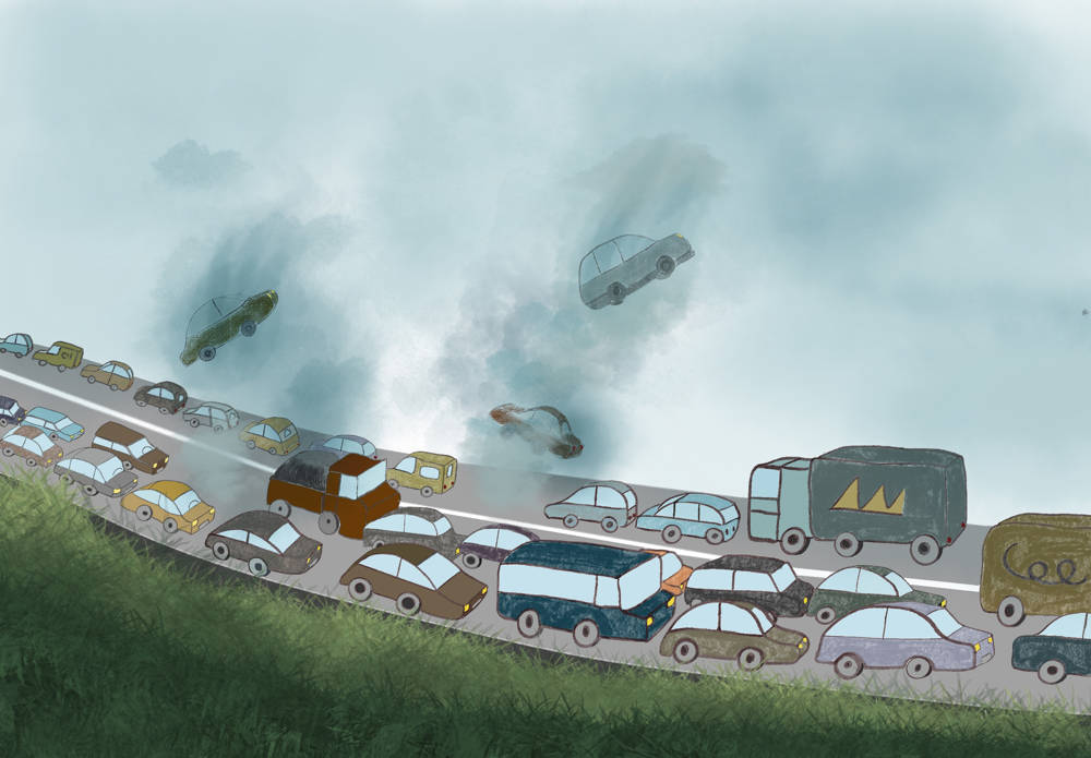Verkehrsverdunstung (Illustration: Julia Weiss)
